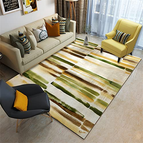 Kunsen ankleidezimmer Zimmer deko Minimalistisches Grünes Kaffee-Tintenmuster, Waschbar Teppich schreibtischstuhl 70X140CM