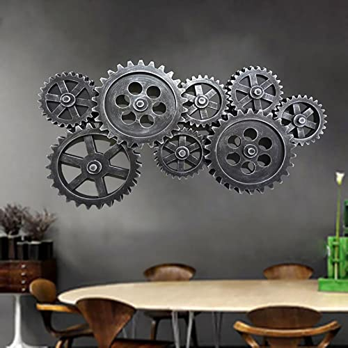 KEPMOGOH Retro-Steampunk-Stil, Zahnrad, 3D-Wanddekoration, Vintage-Industrie-Holzzahnrad, Home-Bar, Hotel, Wanddeko, Kunsthandwerk, Ornament, 95 × 7 × 45 Cm (D)