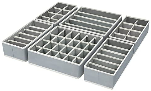 Homsorout 6 Stück Schublade Organizer Faltbare Aufbewahrungsbox Stoff Schubladen ordnungssystem Schrank Organizer von Unterwäsche, BHS, Socken, Krawatten, Schals, kleiderschrank