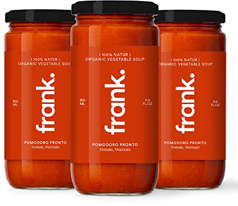 FRANK SOUP I Tomaten Suppe I 12 x 350ml I Bio Suppen Im Glas I Vegan & Bio Qualität I Aus Frischem Gemüse I Ohne Zucker Zusatz & Zusatzstoffe I Nachhaltig Verpackt I Clean Eating Geeignet