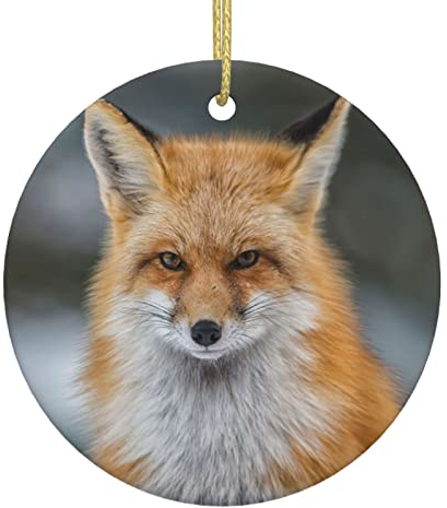 Fuchs Weihnachtsbaum Keramik Hängende Weihnachtsschmuck Rund Anhänger Christbaumschmuck