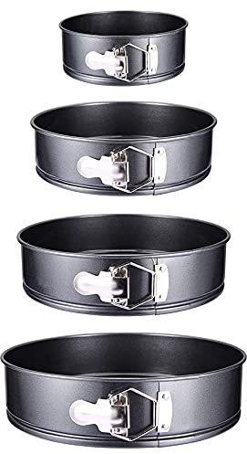 Josenidny 4 StüCke/Set Kuchen Form zum Backen Abnehmbarer Boden Antihaft Springform KäSekuchen Pfanne Auslaufsichere Runde Kuchen Form Kuchen Form Set