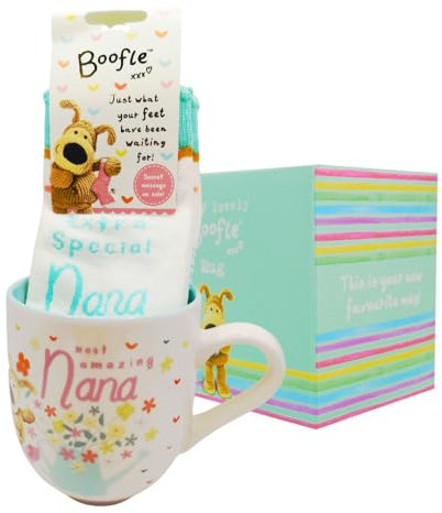 Boofle Best Nana Mug & Socks Gift Set Cute Socks Mug in Gift Box BOOFMSNANA