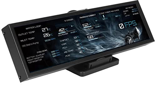 8.8 Inch Computer Temp Monitor, PC Sensor Panel Display, 1920x480 60Hz for AIDA64 CPU GPU SSD Data Temperature Monitor IPS USB C Sub Screen for Raspberry Pi for Wins (Black)