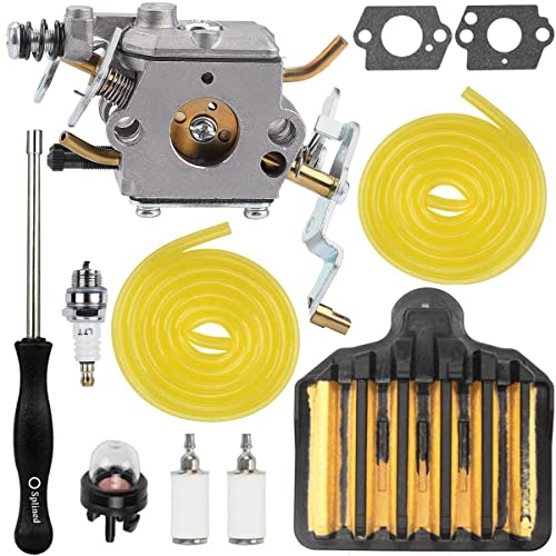 ZAMDOE PP5020AV Carburetor for Poulan Pro Chainsaw PP5020 PP4818A for Craftsman 358350982 358350981 358350980 Gas chainsaw Replaces 573952201 C1M-W47 with 575296301 Air Filter