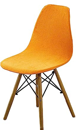 GUYIRT Samt Schalenstuhl Bezug, Esszimmerstuhlbezug Stuhlschutzhülle Im Mid Century Modern Stil Für Küchenhotels-orange-6er-Set