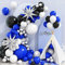 Jobkoo Blue Balloon Arch Kit, Navy Blue Dark Royal Blue White Black Balloon Garland Kit Metallic Silver Explosive Star Foil Balloon for Graduation Gaming Police Theme Birthday Party Decorations