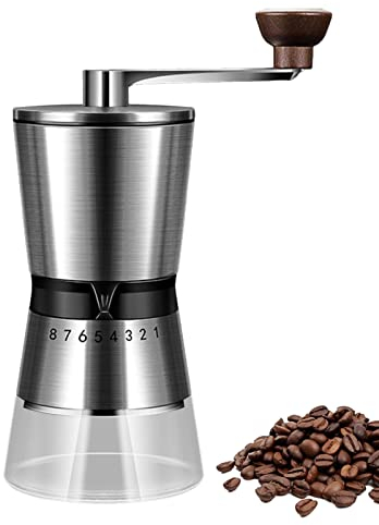 Coffee Grinder - Stainless Steel Manual Coffee Grinder | Coffee Grinder with Adjustable Settings for Home, Travel, Hiking or Camping