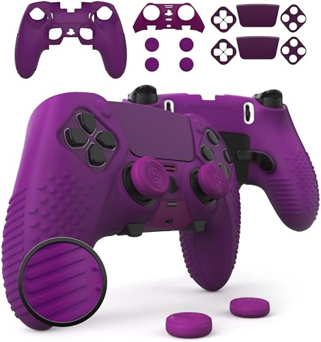 Eclipse Color Mod Grip Set for Playstation 5 Edge Controller, Matching Anti-Slip/Sweat Silicone Grip Skin Cover Shell, Matte Faceplate, Vinyl Stickers & 4 Pack PS5 Thumbstick Caps (Phantom Purple)