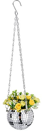 SIYANO Pot de fleurs à suspendre en forme de boule disco miroir pour mur, jardin, maison