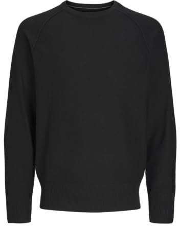 JACK & JONES Men's Jcomason Knit Crew Neck Jumper, Black/Detail:Cyclo 100, S