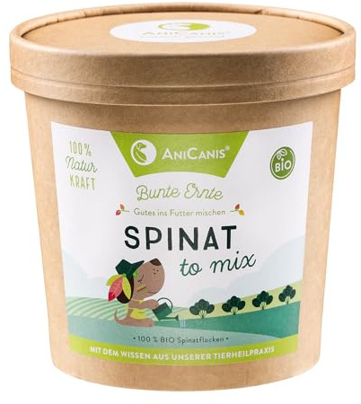 AniCanis Bio Spinatflocken Hunde-Flocken Barf - Antioxidantien - 60g | reich an Eisen, Calcium & Chlorophyll, Nährstoffversorgung, Rohkost-Qualität, Einzelfuttermittel, vegan