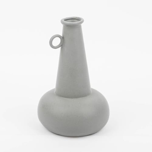 SCHÖNER LEBEN. Vase aus Porzellan mit Henkel grau 14x22cm