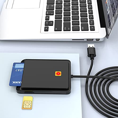 Smart-Kartenleser für Gesundheitskarten, SIM-Kartenleser, unterstützt CAC mit öffentlichem Zugriff auf Militär, Personalausweis, Chipkarte, IC-Bank/SIM-Kartenleser, kompatibel mit Windows, Linux