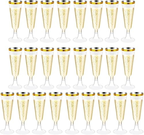 Sitayakuma Flute Champagne Plastique Reutilisable, 25 Pièces Coupe de Champagne, 150ml Gobelet a Biere Vin Cocktail pour Fêtes De Douche D'anniversaire Mariage Jardin