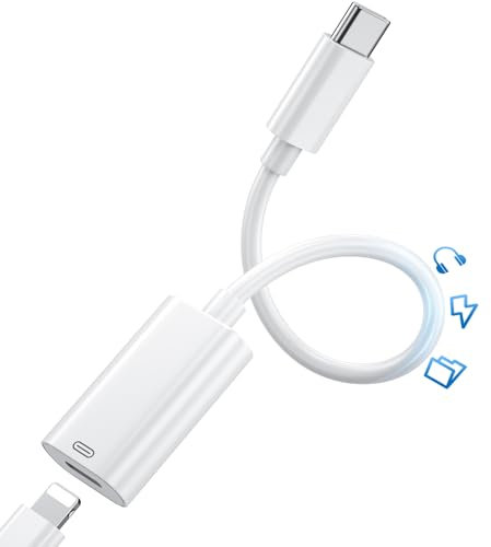 USB C to Lighting Audio Cable Adapter (Quick Charge, Data Transfer), Supports Wired Headphones with Lighting Plug, Compatible with iPhone 15 and USB-C Mobile Phones. Type C Audio Adapter Cable
