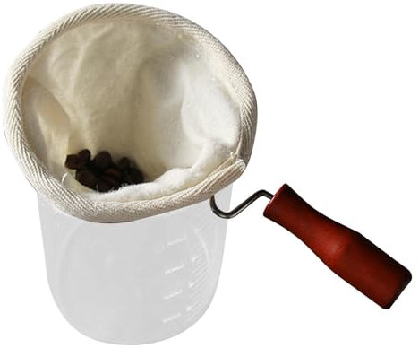 Filtro de café de tela – Filtros para cafetera, colador de calcetines de franela, filtro de café hecho a mano, bolsa de filtro de tela de franela reutilizable, calcetín de café con mango de madera