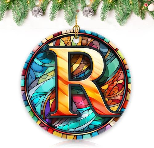 Buchstaben-Ornamente für Weihnachtsbaum, Weihnachtsbuchstaben, Ornamente, 26 Buchstaben, Weihnachtsbaum-Aufhängung, Weihnachtsdekoration für Weihnachtsbaum-Dekoration, R