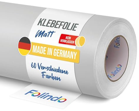 FOLINDO Möbelfolie selbstklebend 072 Hellgrau Matt 5m x 126 cm - Klebefolie Möbel, Klebefolie Küche, Möbelfolie, Folie für Möbel, Möbelfolie selbstklebende Folie, Küchenfolie selbstklebend