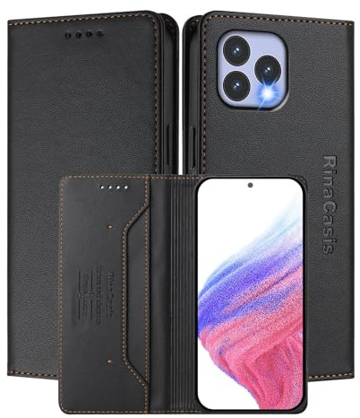 MOJIA Hülle für Cubot P80 / Wiko T60, Sturz- und Kratzfest, Hochwertiges PU-Leder Folio Brieftasche Handyhülle [magnetischer Verschluss]. Black