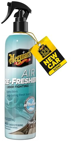 Meguiar’s Air Re-Fresher Odor Fighting Spray - New Car Scent - Convenient Car Air Freshener that Instantly Fights Odors and Leaves Behind a Long-Lasting New Car Scent, 8 Oz Trigger Spray