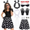 Aragallant 9 Stück Rockabilly Accessoires Damen, 50er Jahre Rockabilly Kostüm mit Polka Dot Rock haarreif Handschuhe Brille Halskette Ohrstecker, 1950s Kostüm Set für Karneval Fasching (Schwarz, S)