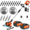 Cordless Strimmer, Garden Strimmer with 2 Batteries, Battery Strimmer Kit with 18 Blades, Electric Trimmer for Gardens, Bushes, Yards