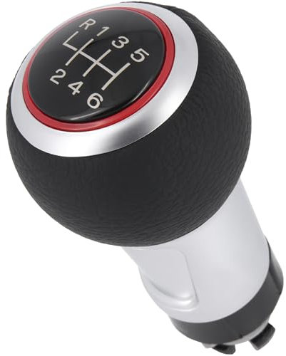 Recambo Schaltknauf 6 Gang passend für Audi A4, B7 B8, 2004-2015, Plug & Play, Auto Schalthebel, schwarz - silber - rot
