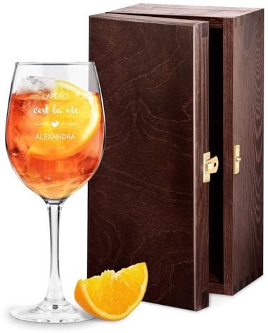 Maverton Verre Aperol Spritz Original Gravé au Laser - Idée Cadeau Femme - Cadeau Original Femme - Verre Personnalisé avec Prénom - Capacité 0.53 l ou 0.35 l - Apéro c'est la vie