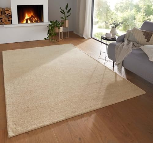 Taracarpet Teppich Georgia Gabbeh Loom Wollteppich strapazierfähiger Schurwollteppich fürs Wohnzimmer, Schlafzimmer und Esszimmer Creme 160x230 cm
