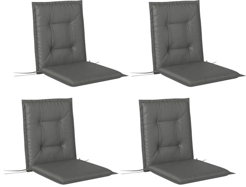 Outsunny 4er Set Sitzkissen 108 x 50 x 5 cm Stuhlkissen mit Bändern, Outdoor Indoor Sitzauflage, Sitzpolster, Bankpolster für Gartenmöbel, Sitzsthul, Essstuhl, Hellgrau
