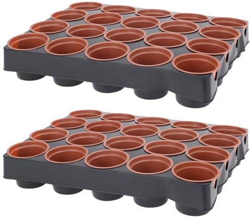 Muddy Hands Pack of 2 - Professional Shuttle Tray with 20 x 6.5cm Pots - Perfect for Garden Greenhouse Plant Seed Seedling Cuttings Growing Germination