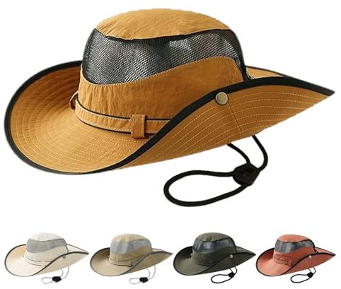 AYPOW Chapeau de Soleil Unisexe Protection, Pêcheur Pliable Large Bord avec Boonie de Safari, Léger Respirant pour Femme Homme en Été