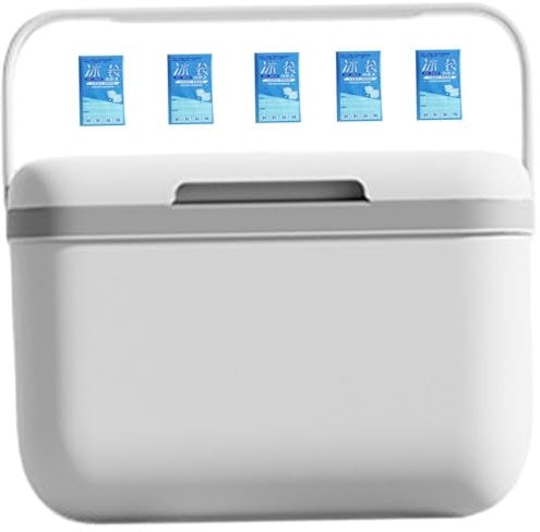 Camping Cooler, 5L Large Capacity Portable Ice Retention Hard Cooler Lunch Box for Outdoor Camping BBQ, White