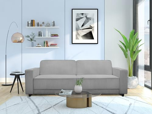 Allie 3S Sofabed Grey Corduroy, 91x225x81cm (DxWxH)
