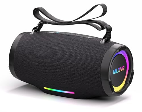 MLOVE E90 80W Bluetooth-Lautsprecher Outdoor-Boombox mit RGB-Lichtern, IP65 Wasserdicht, TWS & Stereo-Sound für Outdoor-Partys, Multi-Spielmodes