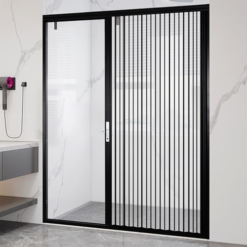 Porte AccordéOn Coulissante Pliante Porte coulissante Pliante pour Salle de Bain, Portes accordéon Transparentes en Aluminium Robuste pour Bureau, Salon(99x203cm)