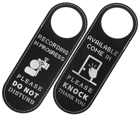 WATIIFUFU 2 Stück PU Leder Türschild Türhänger für Büro und Zuhause Beidseitiges Türschild mit Aufschrift Aufnahme Läuft für Aufnahme Bearbeitungsprozesse Wiederverwendbar und Dekorativ