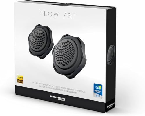 Harman Kardon Flow 75T Hochtöner – Seidenkalotte 19 mm (3/4 Zoll), 120W RMS | Edge-Driven Silk Dome Tweeter, 360W Peak, 40 kHz High-Res, 4 Ohm, 91 dB – inkl. Flush-Mount-Halterung, als Paar