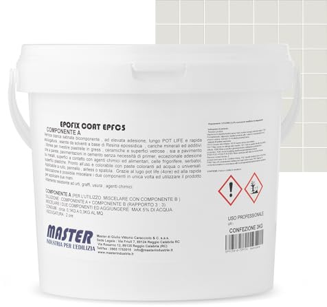 Resina Epossidica per Pavimenti Interni ed Esterni | Vernice Pittura per Piastrelle e Mattonelle Bagno e Cucina, Cemento e Garage | Fino a 12 m² per mano