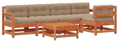 vidaXL Garten-Lounge-Set 6 pcs Wachsbraun Massives Kiefernholz, Garten- und Terrassenmöbel, modernes Loungeset, modulare Sofas, langlebige Sitzgelegenheiten für Dein Lounge