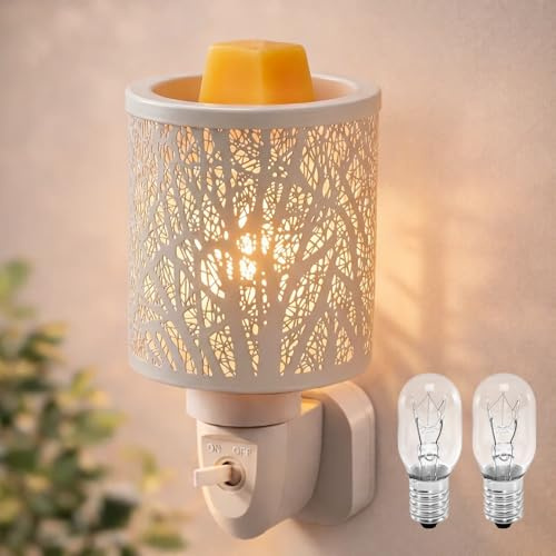 JOYOLO Plug In Wax Melt Burners Electric Oil Burner Wall, Wax Warmer With Spare Bulb for Bathroom Home Office, Night Light Scentsy Gift & Decor (Tree-white)