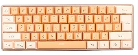 Yinhing Clavier de Jeu Filaire 60%, Rétro-éclairage Rvb, Compact, pour PC/Gamer, Dactylographe, 61 Touches, Design Blanc (Jaune Orange)