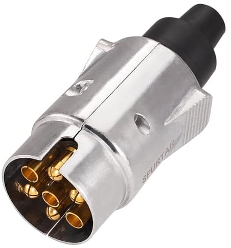 Spurtar 7 Poliger Stecker Adapter Anhänger Aluminium Anhängerstecker 7 Polig Anhänger Zubehör Anhängerkupplung PKW KFZ Stecker Pol für LKW RV – Wasserdicht