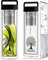amapodo Bouteille Infuseur à Thé - Bouteille Isotherme 400ML en Verre Double Paroi, Filtre Inox - Infusion à Thé - Tea Bottle (Tea Tree - Design (anse noire))