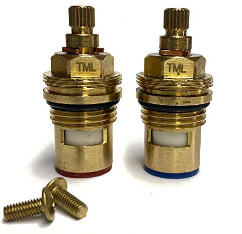 Replacement Ceramic Disc Quarter Turn Tap Cartridges (Pair) 20 Teeth BSP 1/2 x 50mm Supplied with Solid Brass Screws (VR03)