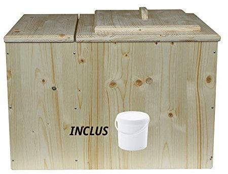 Toilette sèche avec bac à copeaux de bois, livré avec seau 20L - Fabrication artisanale Française - N2