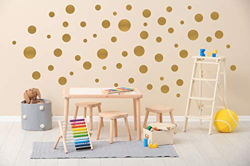 Konfetti Wandtattoo kreise Vinyl Wandsticker Set - 42 Stück pro Set - Wandaufkleber Runde Punkte (Kreise 42er Set, Gold)