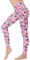 FLYILY Frauen Yoga Pants Gedruckt hohe Taillen-Power Flex Capris Workout Gamaschen für Fitness Laufen(Pink,M)