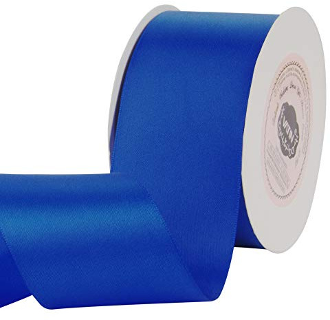 VATIN 50mm Solid Light Royal Blue Double Faced Polyester Satin Ribbon for Craft, Gift Wrapping, Hair Bow, Wedding Deco 23 Metre/Spool